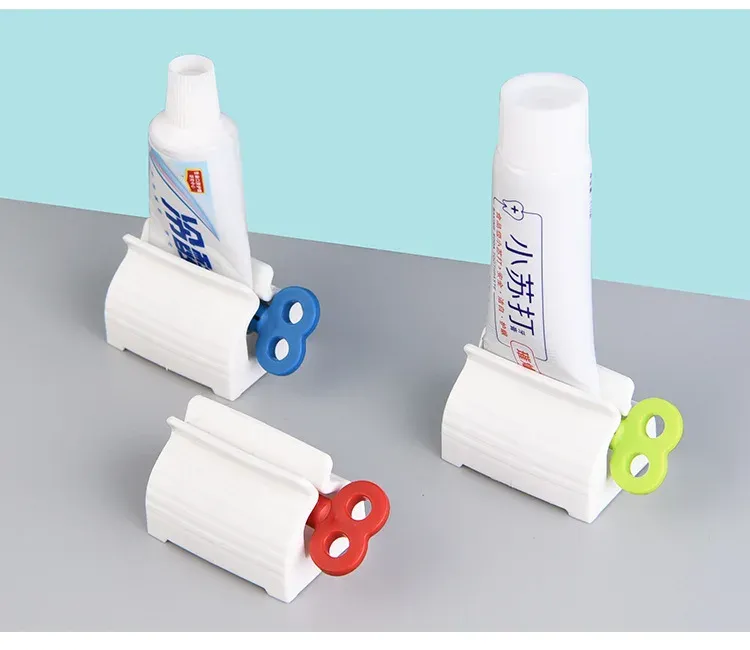 Distributeur de salle de bain en plastique, presse-tube manuel et presse-dentifrice multifonctions, facile à transporter (lot de 1, 2, 3 ou 5 pièces) 3