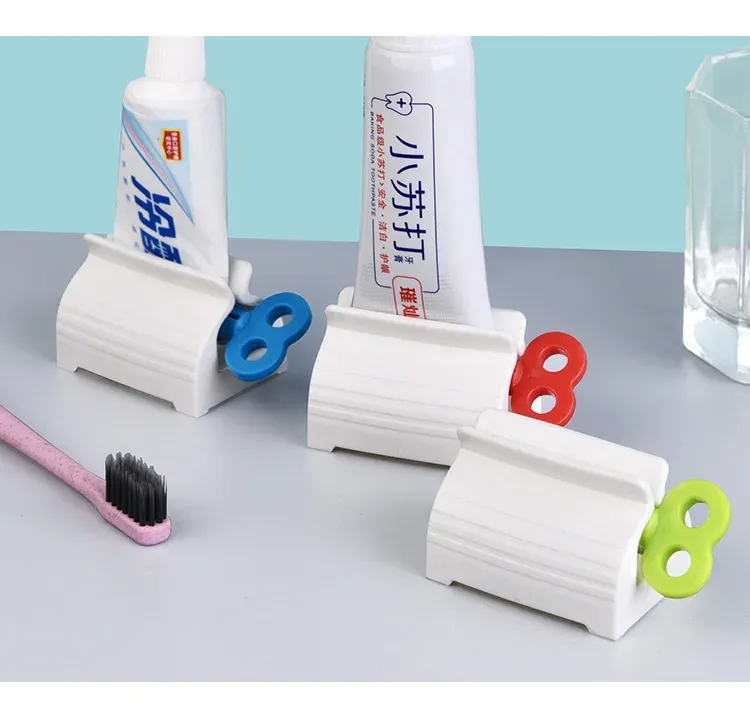 Distributeur de salle de bain en plastique, presse-tube manuel et presse-dentifrice multifonctions, facile à transporter (lot de 1, 2, 3 ou 5 pièces) 5