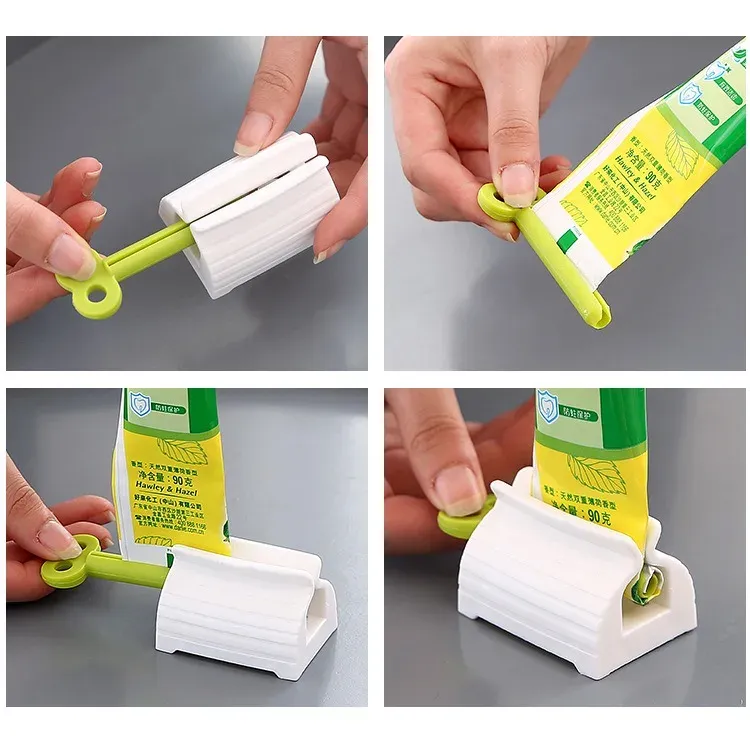 Distributeur de salle de bain en plastique, presse-tube manuel et presse-dentifrice multifonctions, facile à transporter (lot de 1, 2, 3 ou 5 pièces) 6