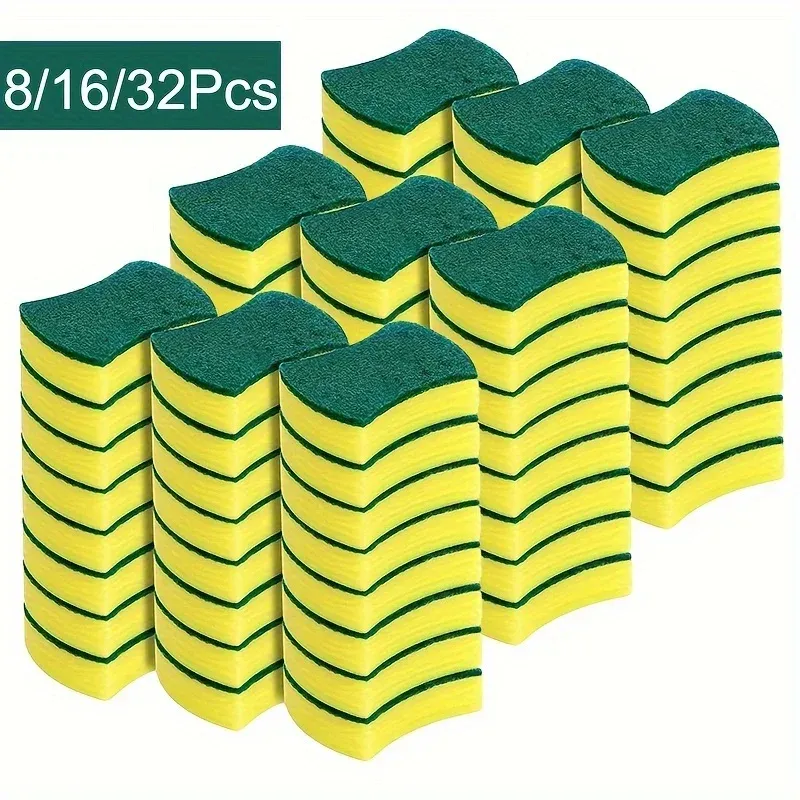 Lot de 8, 16 ou 32 éponges polyvalentes à récurer double face, durables, idéales pour la cuisine et l'entretien domestique 2