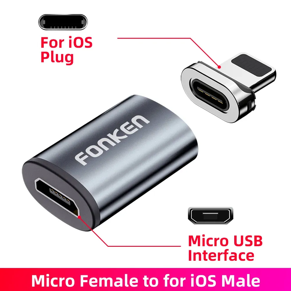 Connecteur magnétique pour câble de téléphone portable, Micro USB et USB Type-C, compatible Huawei et Android 8