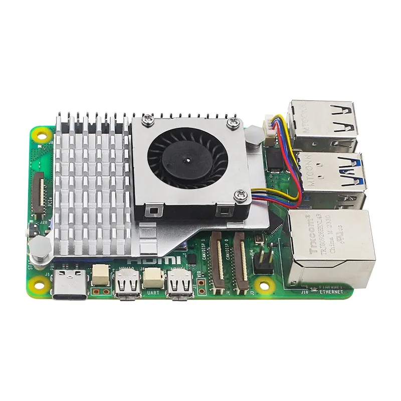Refroidisseur actif en aluminium pour Raspberry Pi 5 avec ventilateur PWM à vitesse réglable, disponible en noir, argent et bleu 4