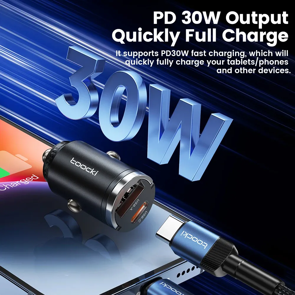 Toocki Chargeur de voiture à charge rapide 45W, PPS, 33W, PD, USB-C, compatible iPhone 15, 14, 13, 12, Samsung S23, S22, Xiaomi, POCO 2