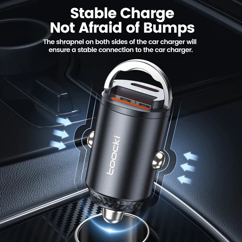 Toocki Chargeur de voiture à charge rapide 45W, PPS, 33W, PD, USB-C, compatible iPhone 15, 14, 13, 12, Samsung S23, S22, Xiaomi, POCO 6