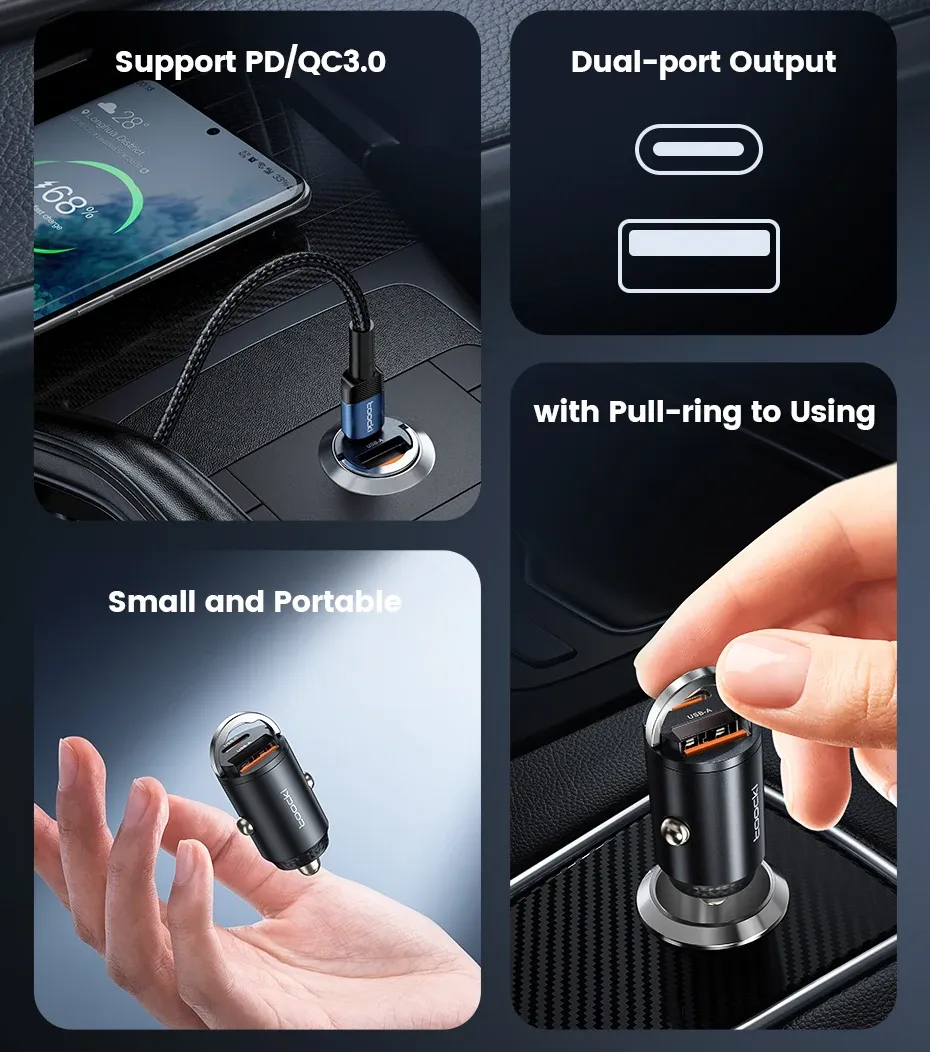 Chargeur de voiture Toocki, détails du design
