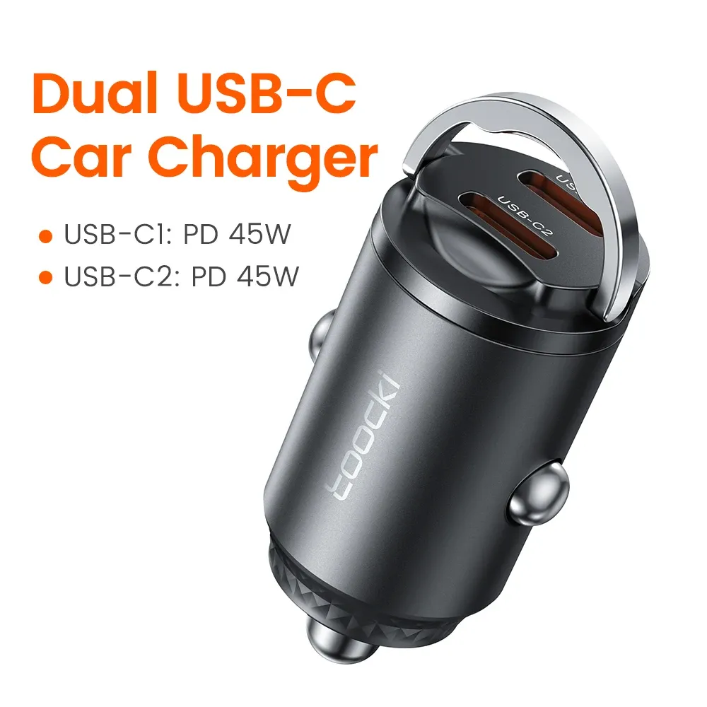 Toocki Chargeur de voiture à charge rapide 45W, PPS, 33W, PD, USB-C, compatible iPhone 15, 14, 13, 12, Samsung S23, S22, Xiaomi, POCO 8