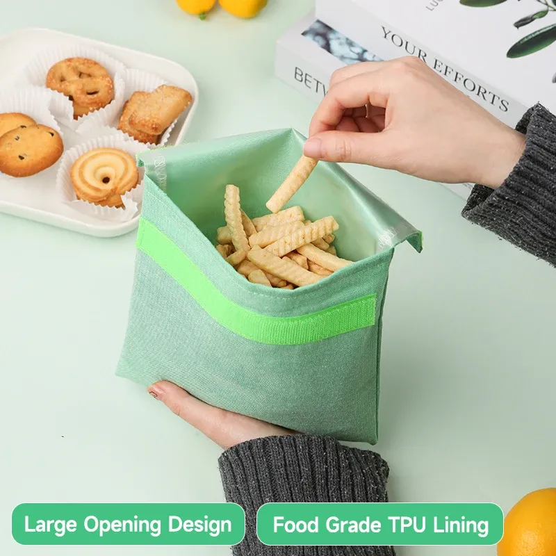Sac à sandwich réutilisable pour enfants avec doublure en TPU, fermeture Velcro, lavable, imperméable et sans danger pour les aliments 2