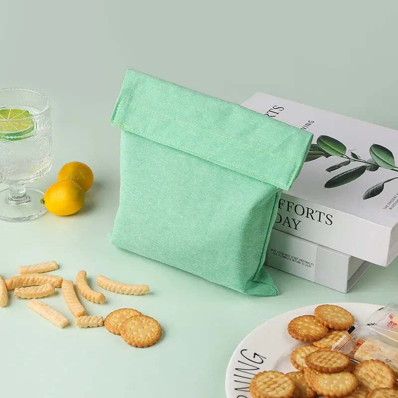 Sac à sandwich réutilisable pour enfants avec doublure en TPU, fermeture Velcro, lavable, imperméable et sans danger pour les aliments 5