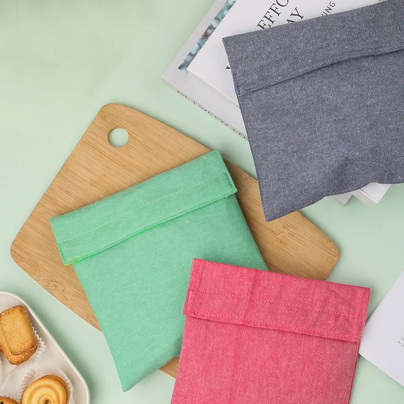 Sac à sandwich réutilisable pour enfants avec doublure en TPU, fermeture Velcro, lavable, imperméable et sans danger pour les aliments 6
