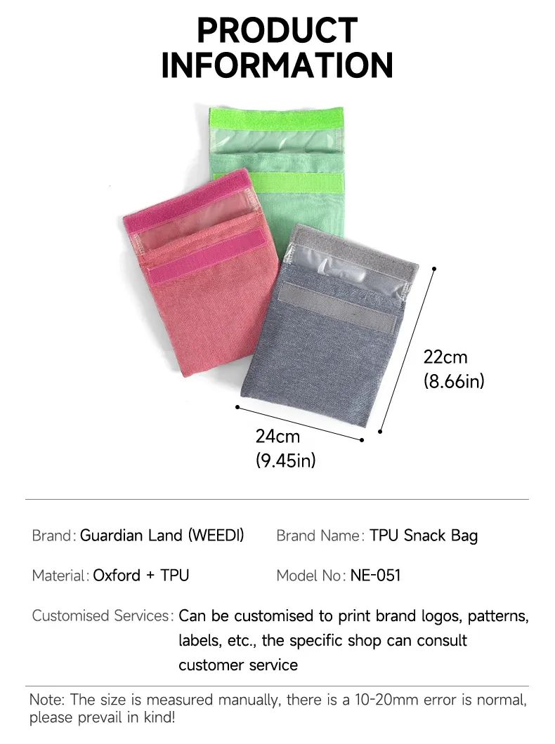 Détail de la fermeture Velcro du sac à collation