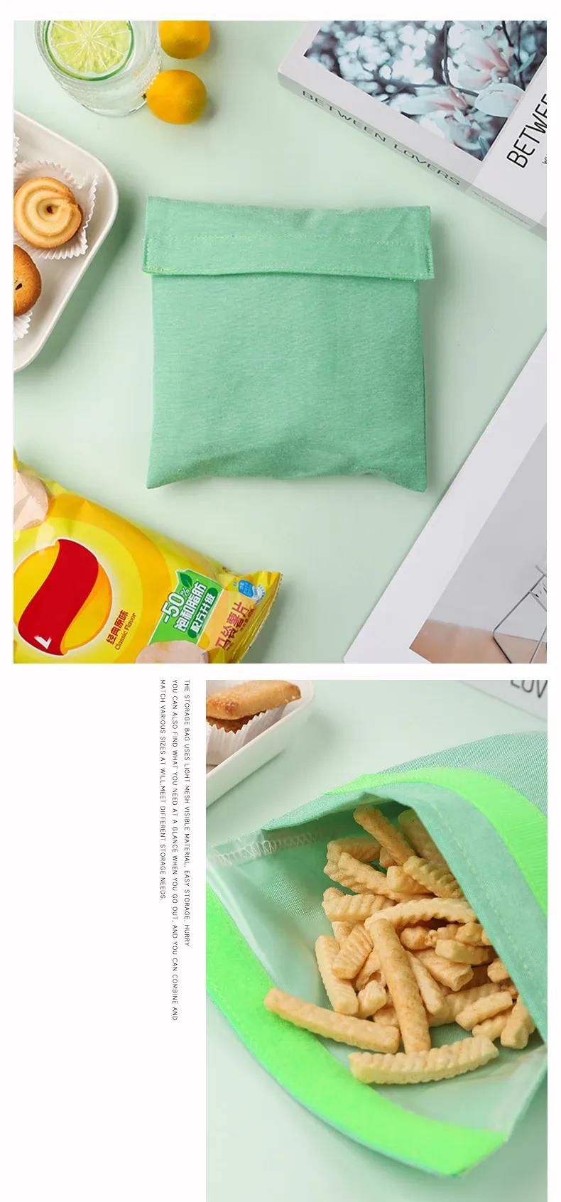 Sac à sandwich réutilisable, vue latérale
