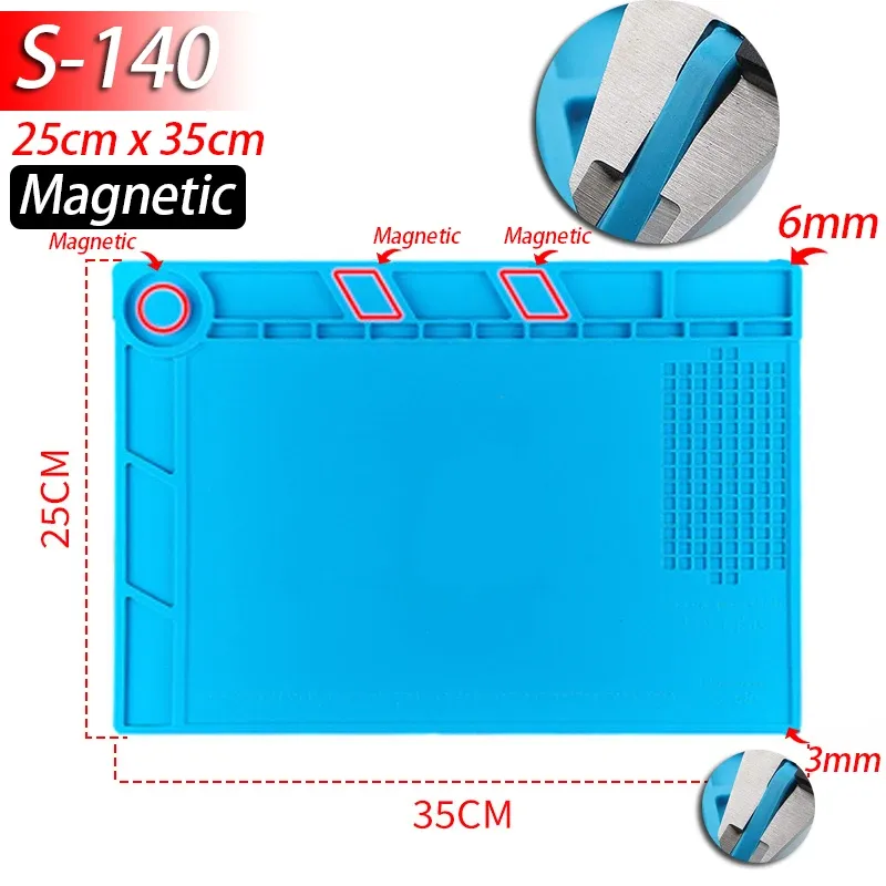 Tapis magnétique en silicone résistant à la chaleur pour station de soudage (jusqu'à 500 °C), idéal pour la réparation de téléphones, ordinateurs portables et montres 10