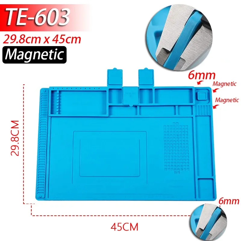 Tapis magnétique en silicone résistant à la chaleur pour station de soudage (jusqu'à 500 °C), idéal pour la réparation de téléphones, ordinateurs portables et montres 14