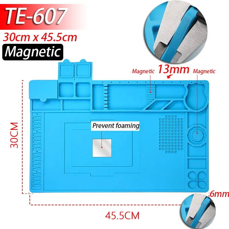Tapis magnétique en silicone résistant à la chaleur pour station de soudage (jusqu'à 500 °C), idéal pour la réparation de téléphones, ordinateurs portables et montres 13