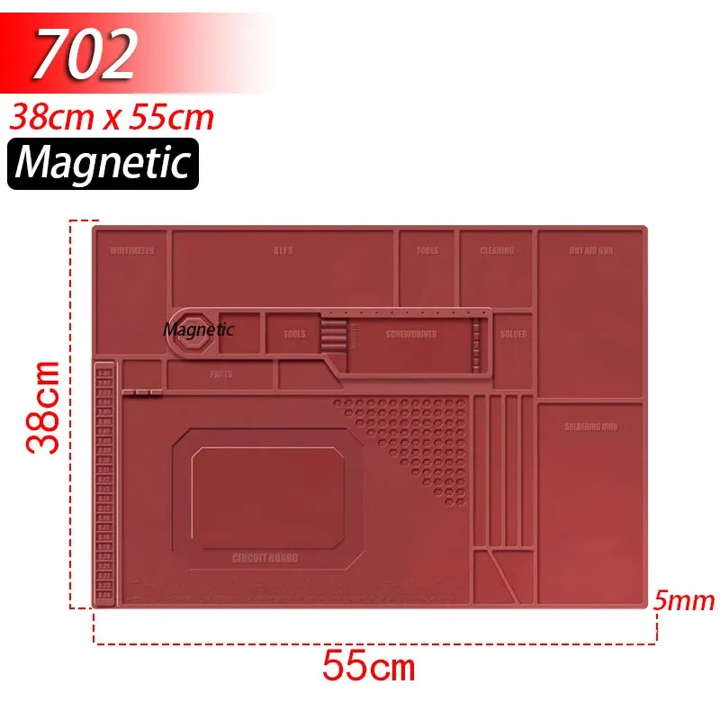 Tapis magnétique en silicone résistant à la chaleur pour station de soudage (jusqu'à 500 °C), idéal pour la réparation de téléphones, ordinateurs portables et montres 15