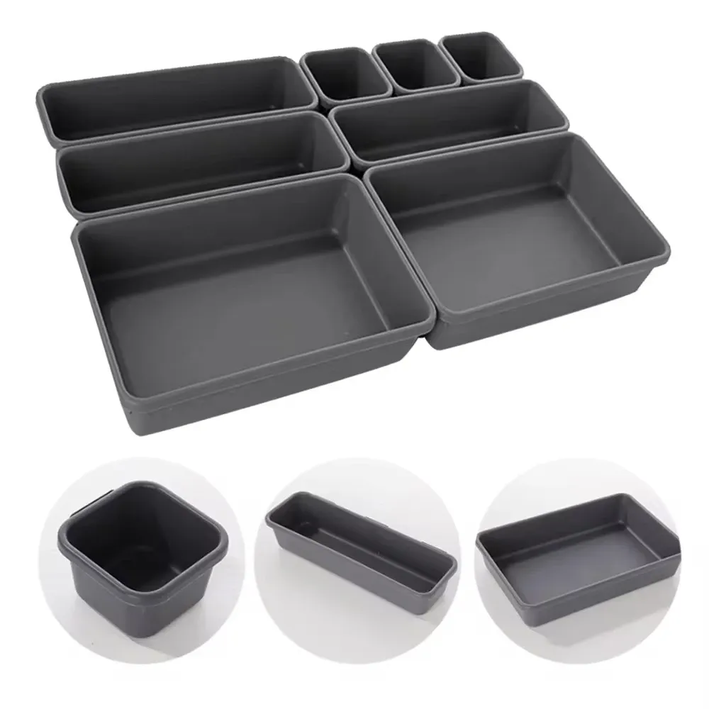 Ensemble de 8 boîtes de rangement réglables pour tiroir, organisateurs de maquillage, cosmétiques et articles divers, séparateurs modulables pour cuisine, salle de bain, placard et boîte à bijoux