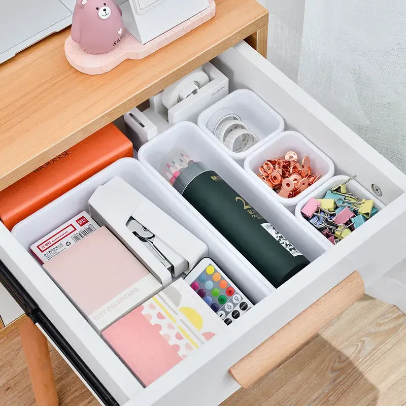 Ensemble de 8 boîtes de rangement réglables pour tiroir, organisateurs de maquillage, cosmétiques et articles divers, séparateurs modulables pour cuisine, salle de bain, placard et boîte à bijoux 4
