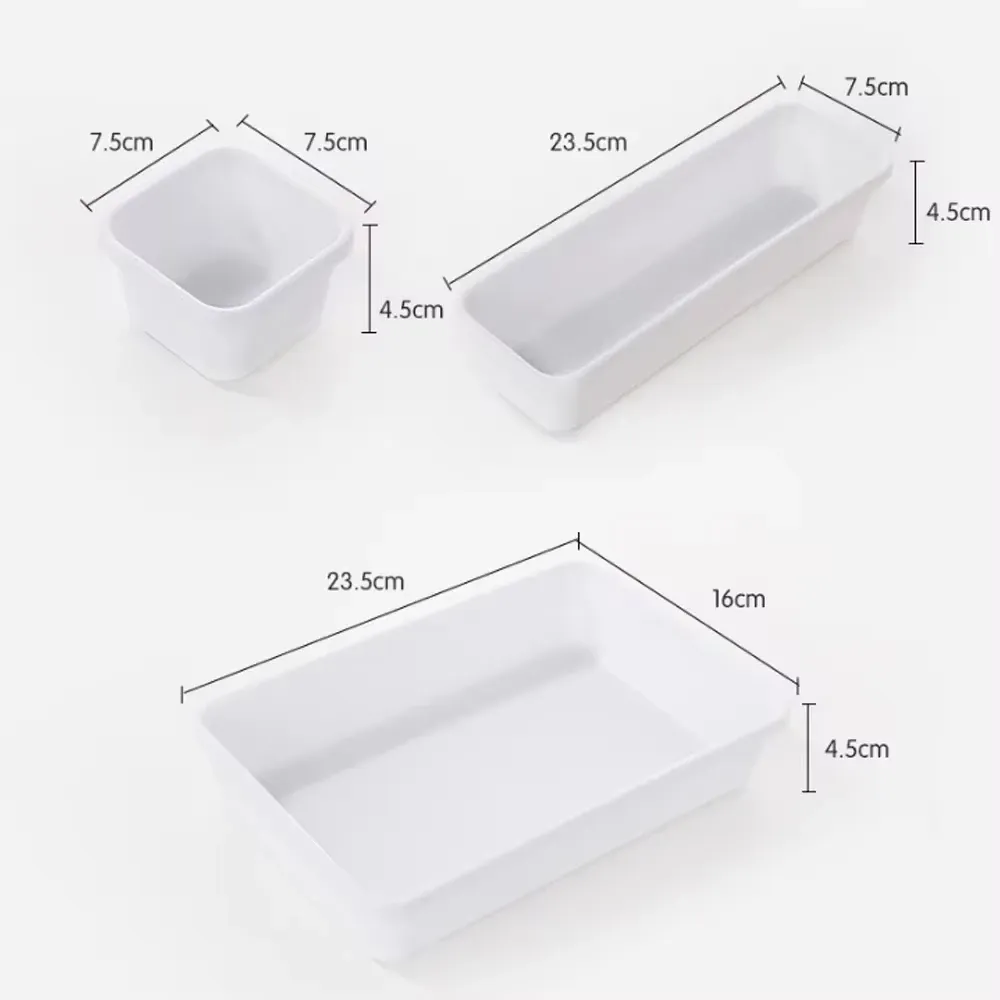 Ensemble de 8 boîtes de rangement réglables pour tiroir, organisateurs de maquillage, cosmétiques et articles divers, séparateurs modulables pour cuisine, salle de bain, placard et boîte à bijoux 6
