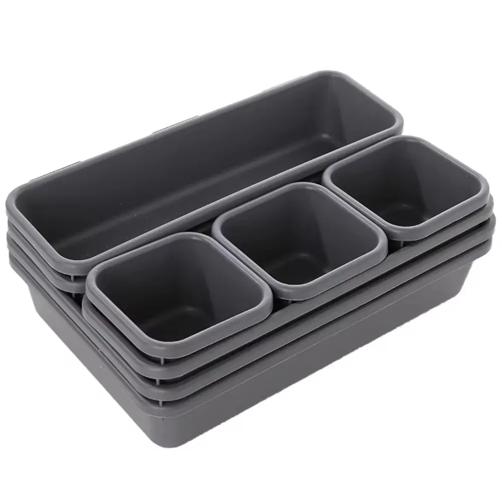 Ensemble de 8 boîtes de rangement réglables pour tiroir, organisateurs de maquillage, cosmétiques et articles divers, séparateurs modulables pour cuisine, salle de bain, placard et boîte à bijoux 8