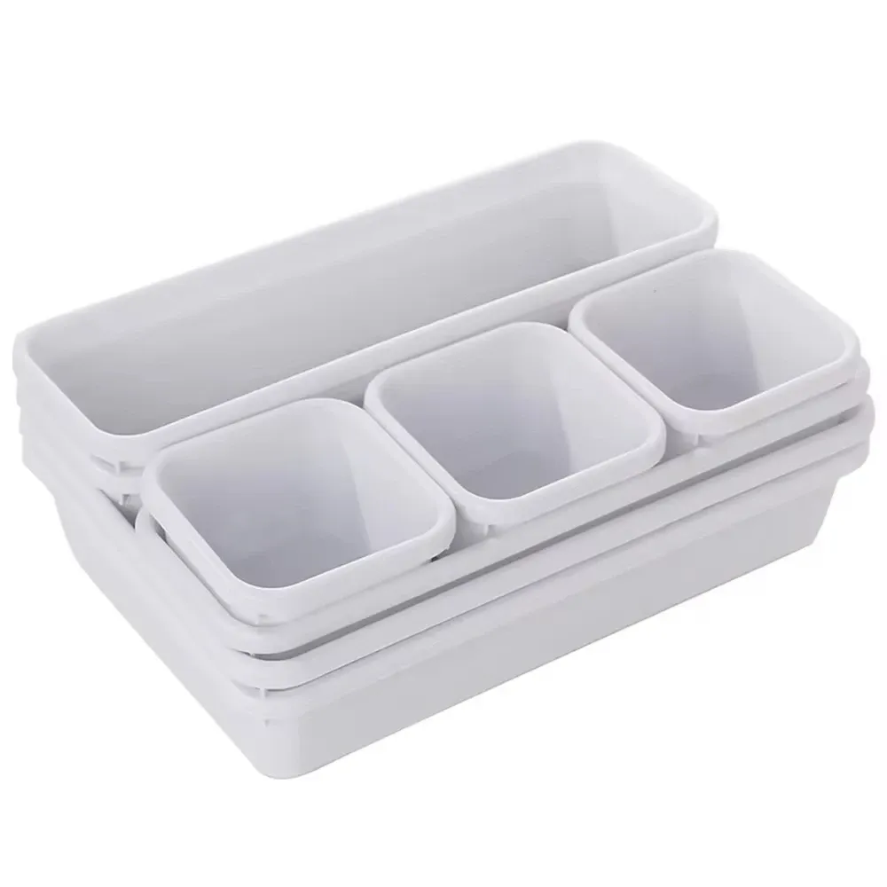 Ensemble de 8 boîtes de rangement réglables pour tiroir, organisateurs de maquillage, cosmétiques et articles divers, séparateurs modulables pour cuisine, salle de bain, placard et boîte à bijoux 9