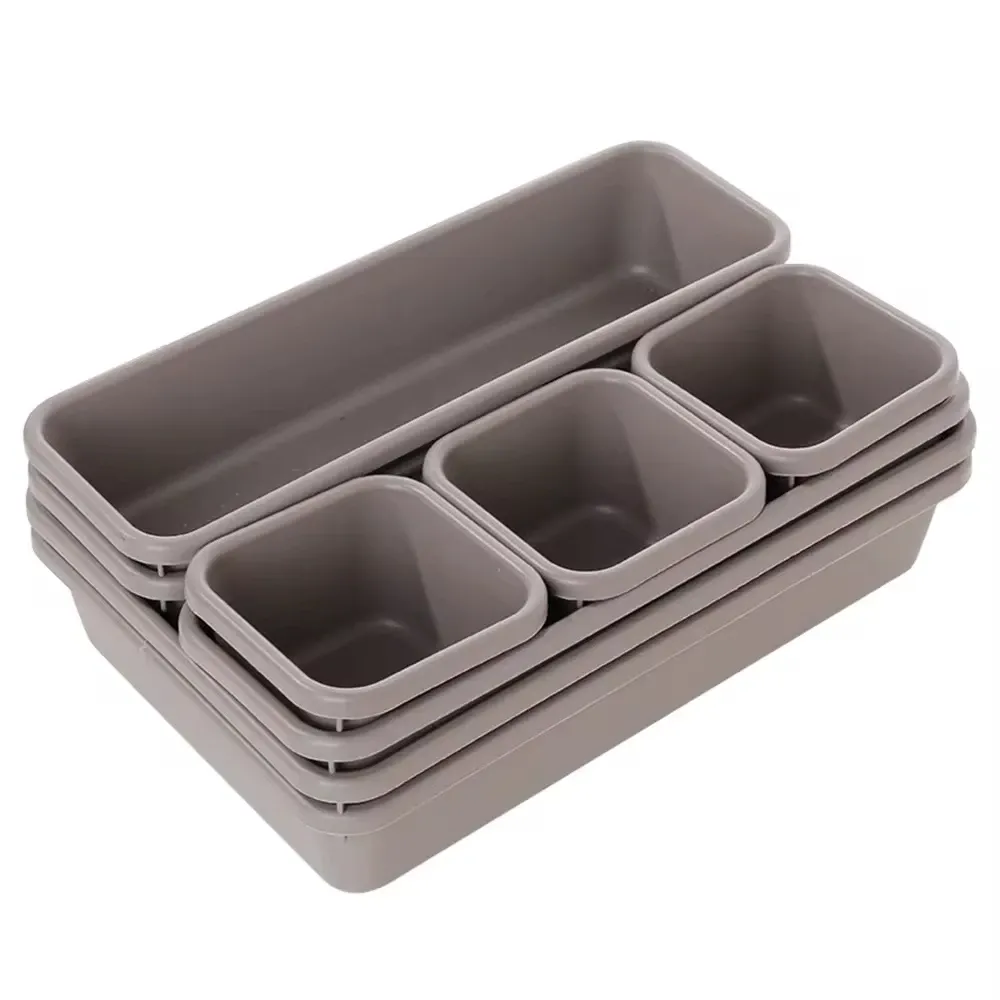 Ensemble de 8 boîtes de rangement réglables pour tiroir, organisateurs de maquillage, cosmétiques et articles divers, séparateurs modulables pour cuisine, salle de bain, placard et boîte à bijoux 7