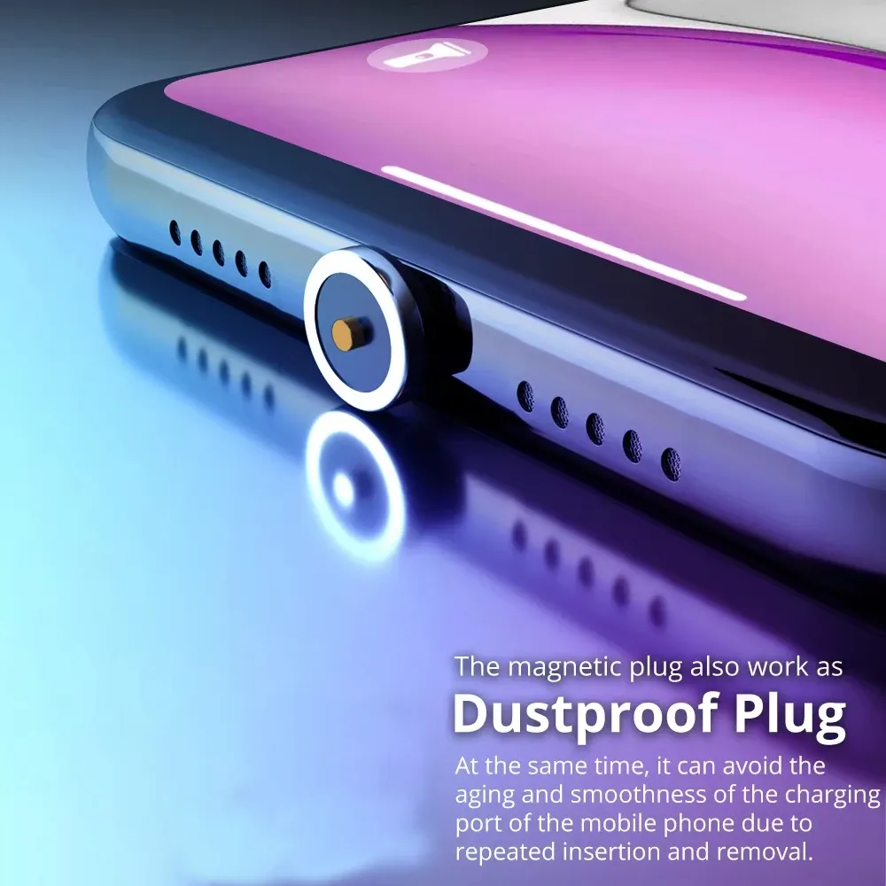 Adaptateur de câble de charge pour téléphone portable, convertisseur à pointes magnétiques rotatives à 360 degrés, pièces de rechange faciles à utiliser et durables, lot de 9 5