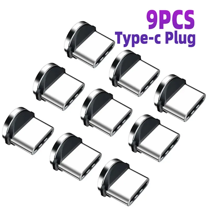 Adaptateur de câble de charge pour téléphone portable, convertisseur à pointes magnétiques rotatives à 360 degrés, pièces de rechange faciles à utiliser et durables, lot de 9 7