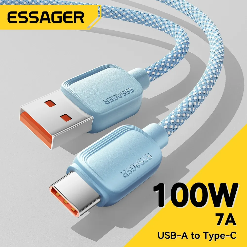 Câble USB-C Essager 7A 100 W à charge rapide, compatible Huawei, Honor, Xiaomi, OnePlus et Samsung 1