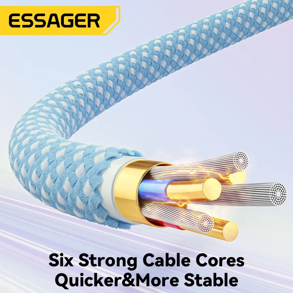 Câble USB-C Essager 7A 100 W à charge rapide, compatible Huawei, Honor, Xiaomi, OnePlus et Samsung 5
