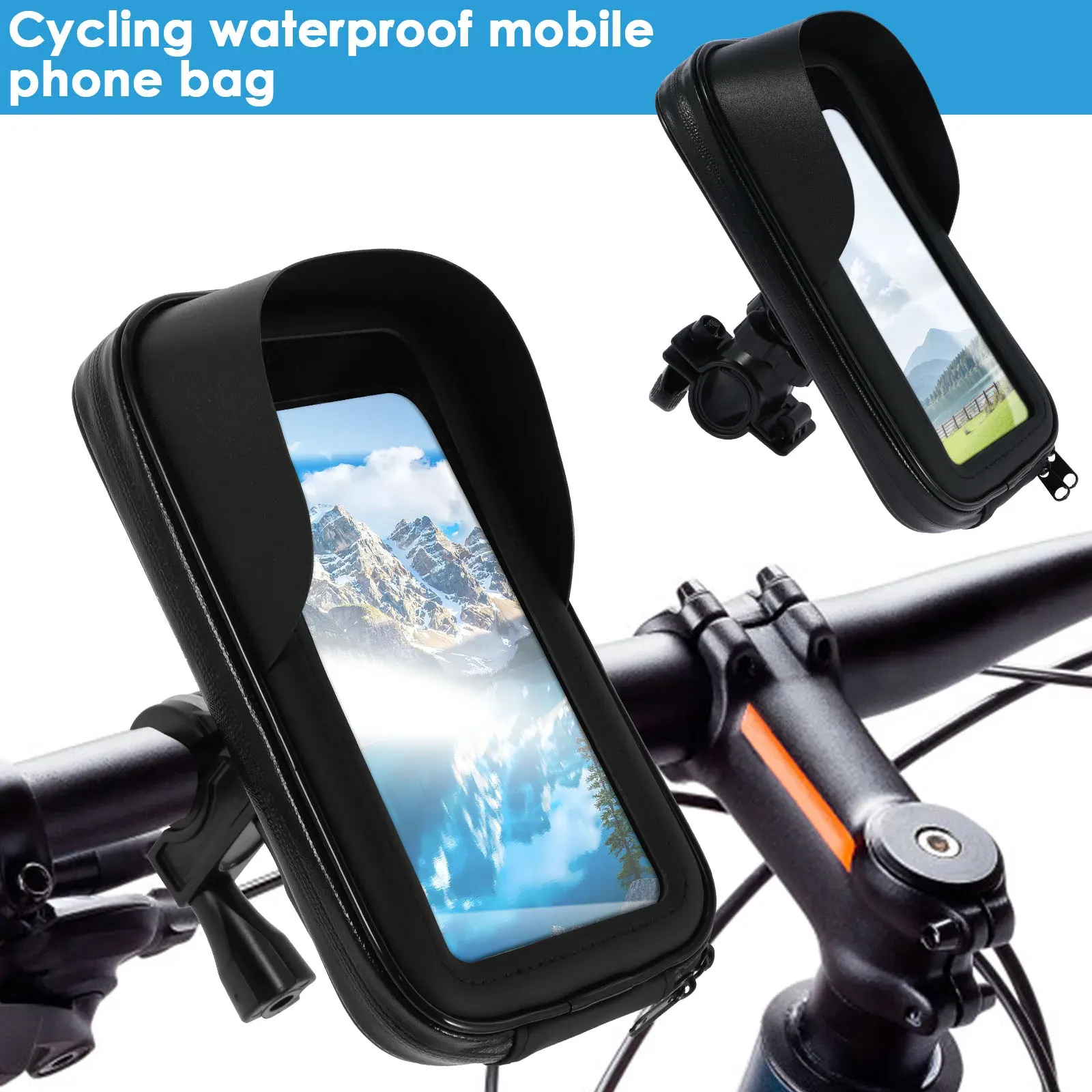 Support de téléphone pour vélo avec sac de guidon étanche à rotation 360°
