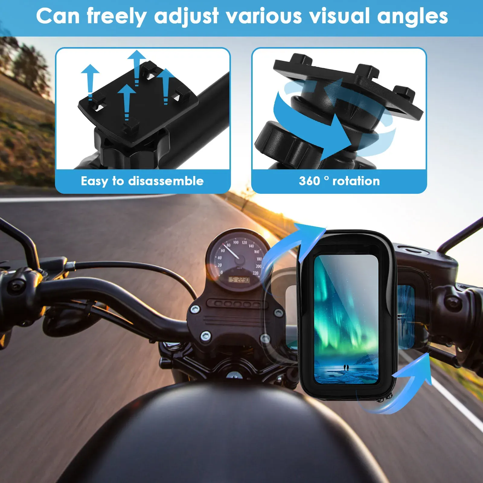 Support de téléphone vélo étanche, vue rapprochée