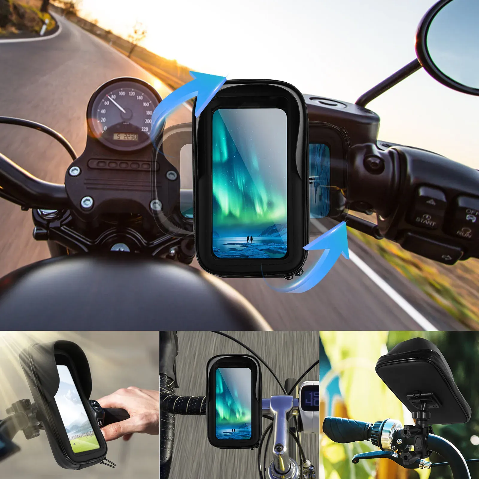 Support de téléphone pour vélo étanche à rotation 360° vue d'ensemble