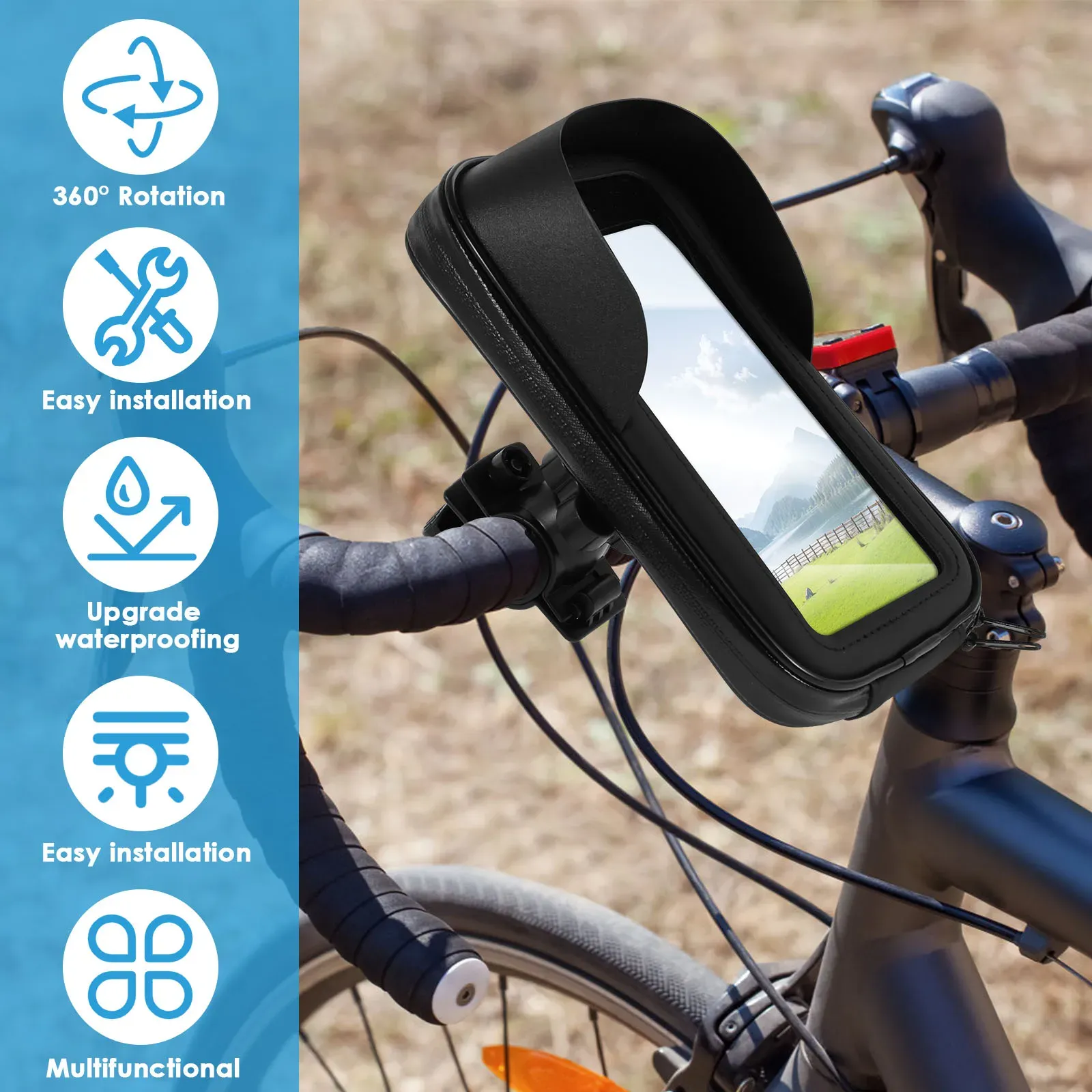 Support de téléphone vélo sous différents angles