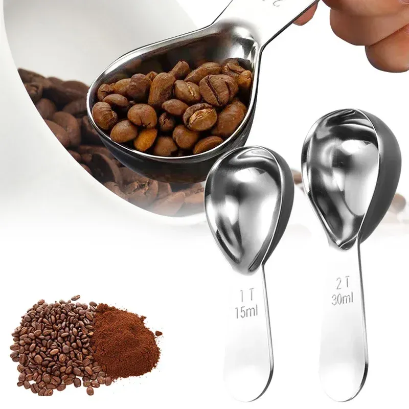 Cuillère à café en acier inoxydable 304, cuillère à mesurer à manche court pour café et sucre 2