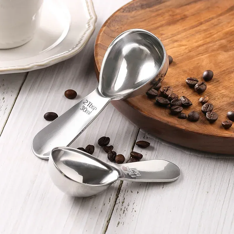 Cuillère doseuse à café en acier inoxydable, vue d'ensemble