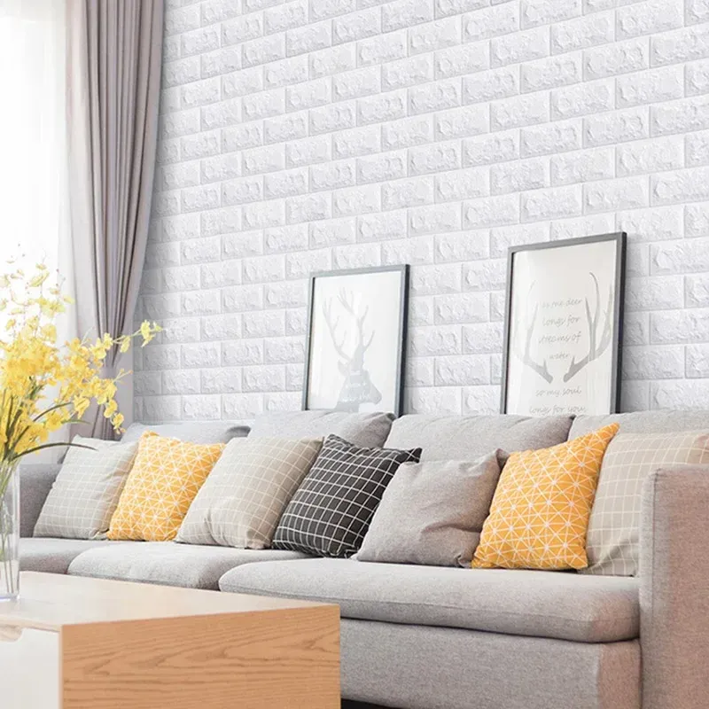 Autocollants muraux en brique auto-adhésifs et imperméables, papier peint 3D pour salon, décoration d'intérieur, revêtement mural effet brique 3