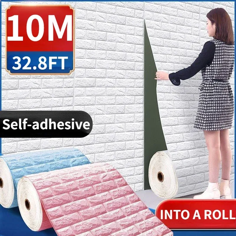 Autocollants muraux en brique auto-adhésifs et imperméables, papier peint 3D pour salon, décoration d'intérieur, revêtement mural effet brique