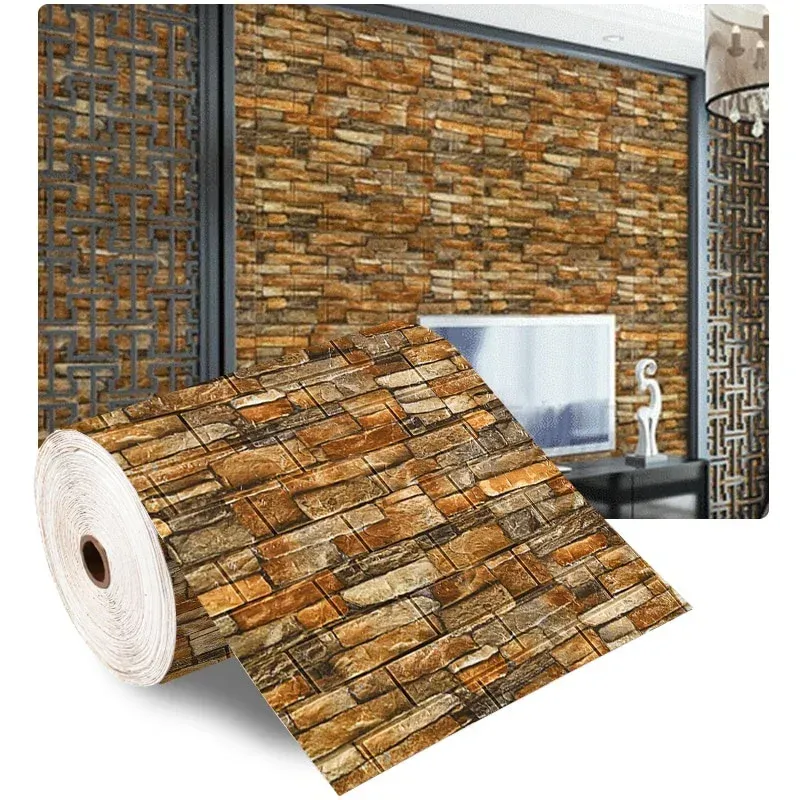 Autocollants muraux en brique auto-adhésifs et imperméables, papier peint 3D pour salon, décoration d'intérieur, revêtement mural effet brique 14