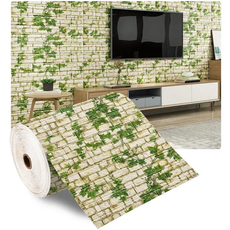 Autocollants muraux en brique auto-adhésifs et imperméables, papier peint 3D pour salon, décoration d'intérieur, revêtement mural effet brique 19