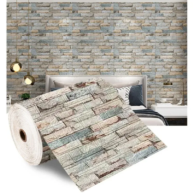 Autocollants muraux en brique auto-adhésifs et imperméables, papier peint 3D pour salon, décoration d'intérieur, revêtement mural effet brique 9