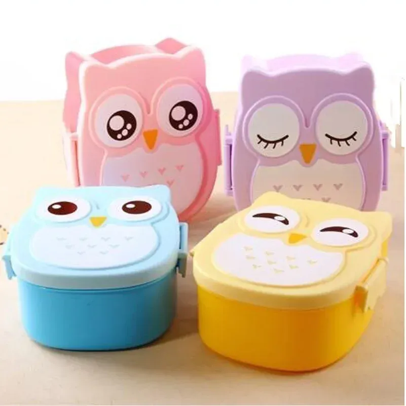 Boîte à déjeuner portable en plastique pour enfants et étudiants, boîte à bento, récipient alimentaire, vaisselle en carton, couverts 6
