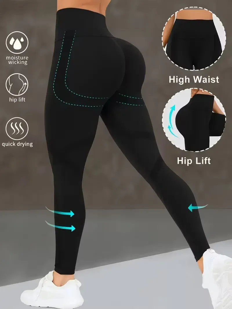 Pantalon de yoga taille haute pour femme, legging sculptant à large ceinture, pantalon d'entraînement ajustable pour la course à pied, la salle de sport et le fitness 2