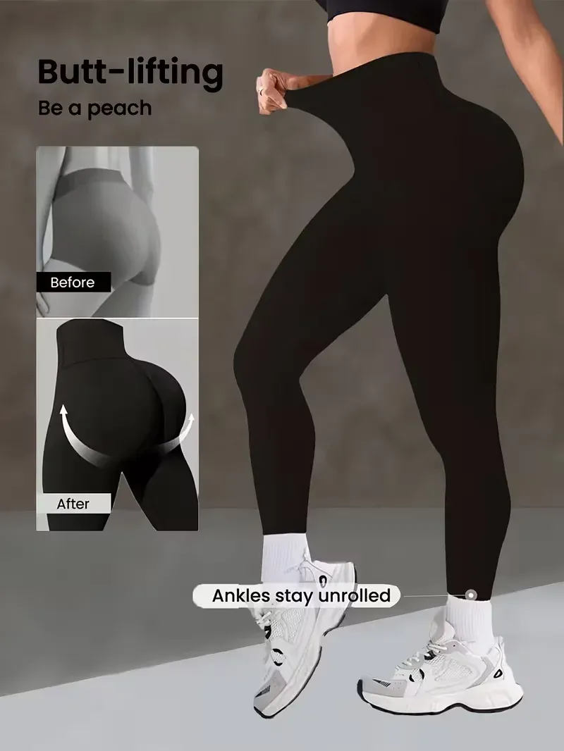 Pantalon de yoga taille haute pour femme, legging sculptant à large ceinture, pantalon d'entraînement ajustable pour la course à pied, la salle de sport et le fitness 4