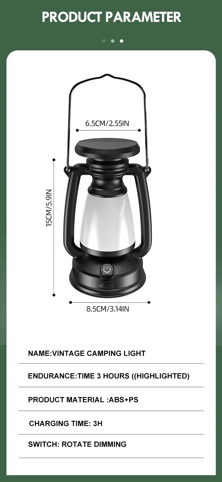 Lampe LED rétro vue d'ensemble