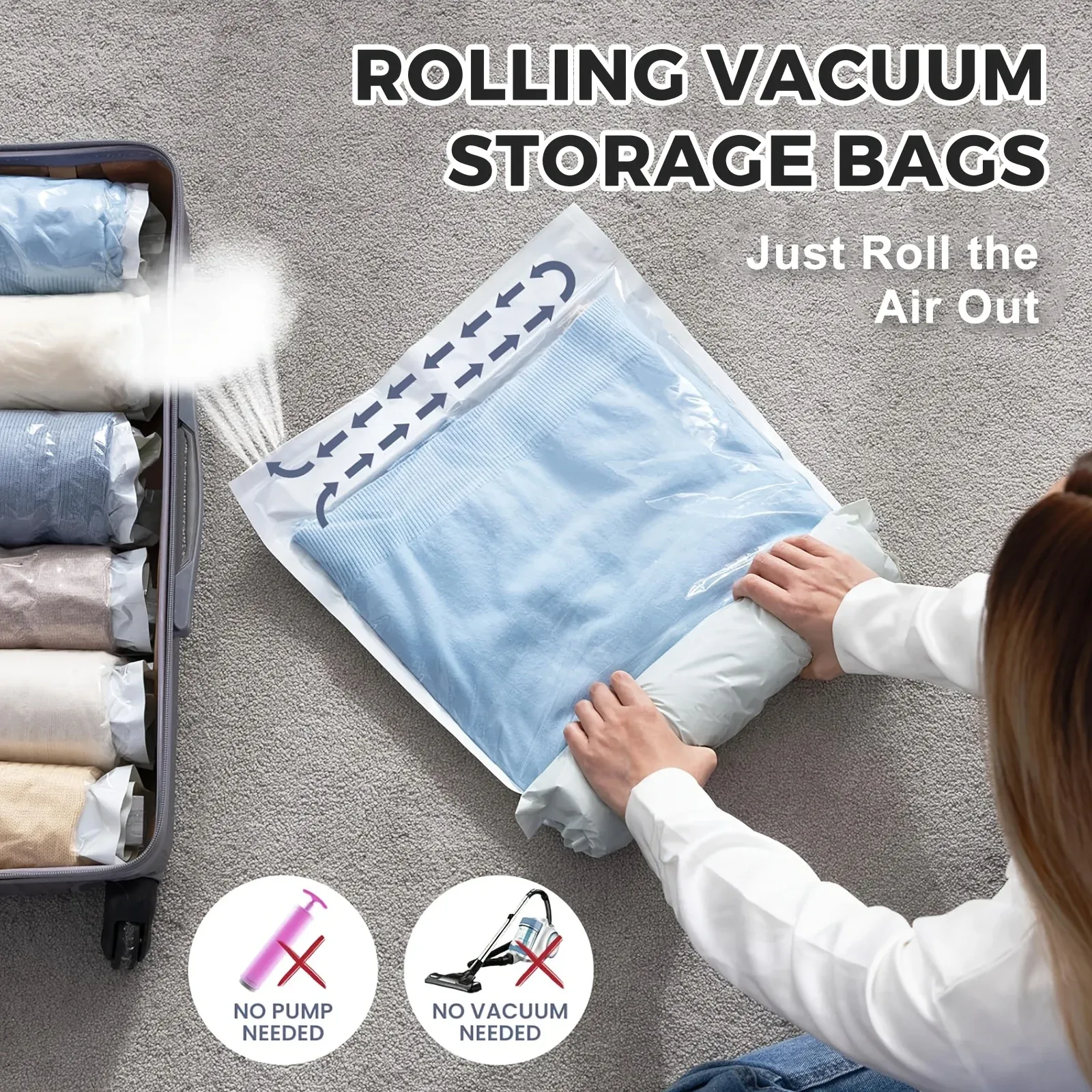 Sacs de compression enroulables pour organisation de valise