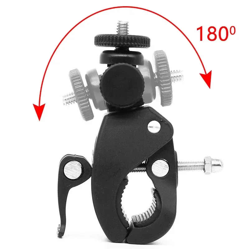 Support universel rotatif à 360° pour caméra DV et GoPro, à fixer sur guidon de vélo, avec pince, vis 1/4" et adaptateur trépied 3
