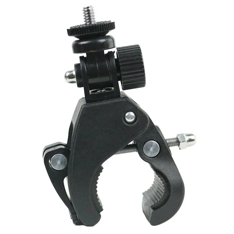Support universel rotatif à 360° pour caméra DV et GoPro, à fixer sur guidon de vélo, avec pince, vis 1/4" et adaptateur trépied 5
