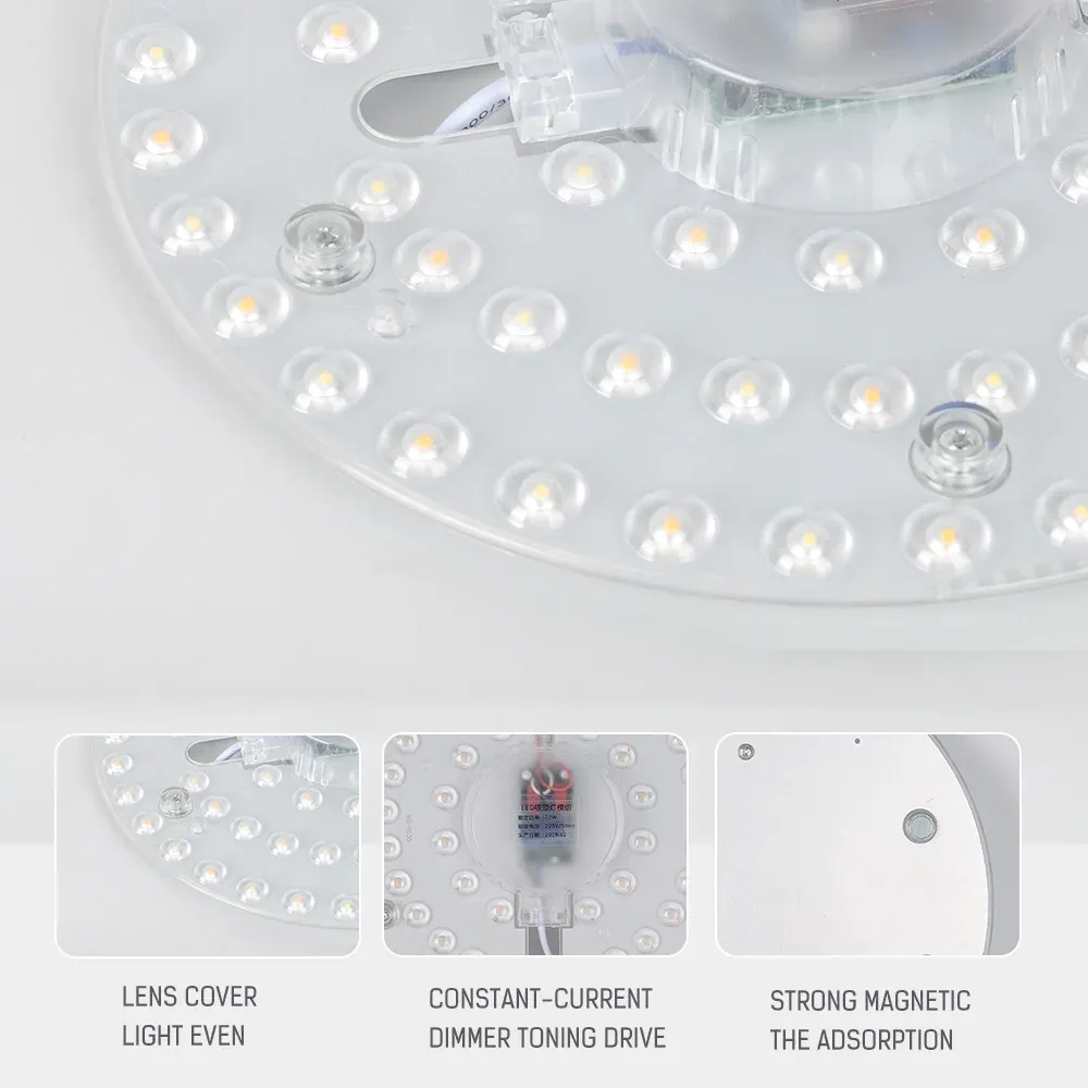 Panneau LED rond encastrable 50W, 36W, 24W, 18W, 12W, SMD, AC 220V-240V 3