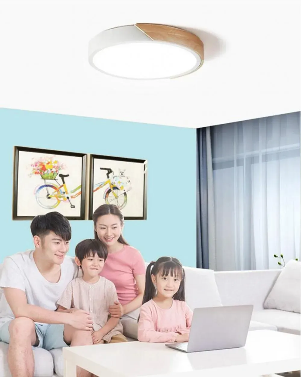 Panneau LED circulaire en situation, lumière douce et uniforme