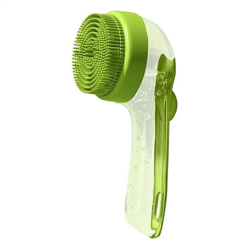 Brosse de bain pour animaux de compagnie à manche long en silicone souple, distributeur de shampoing intégré, outil de toilettage pour chien et chat 8